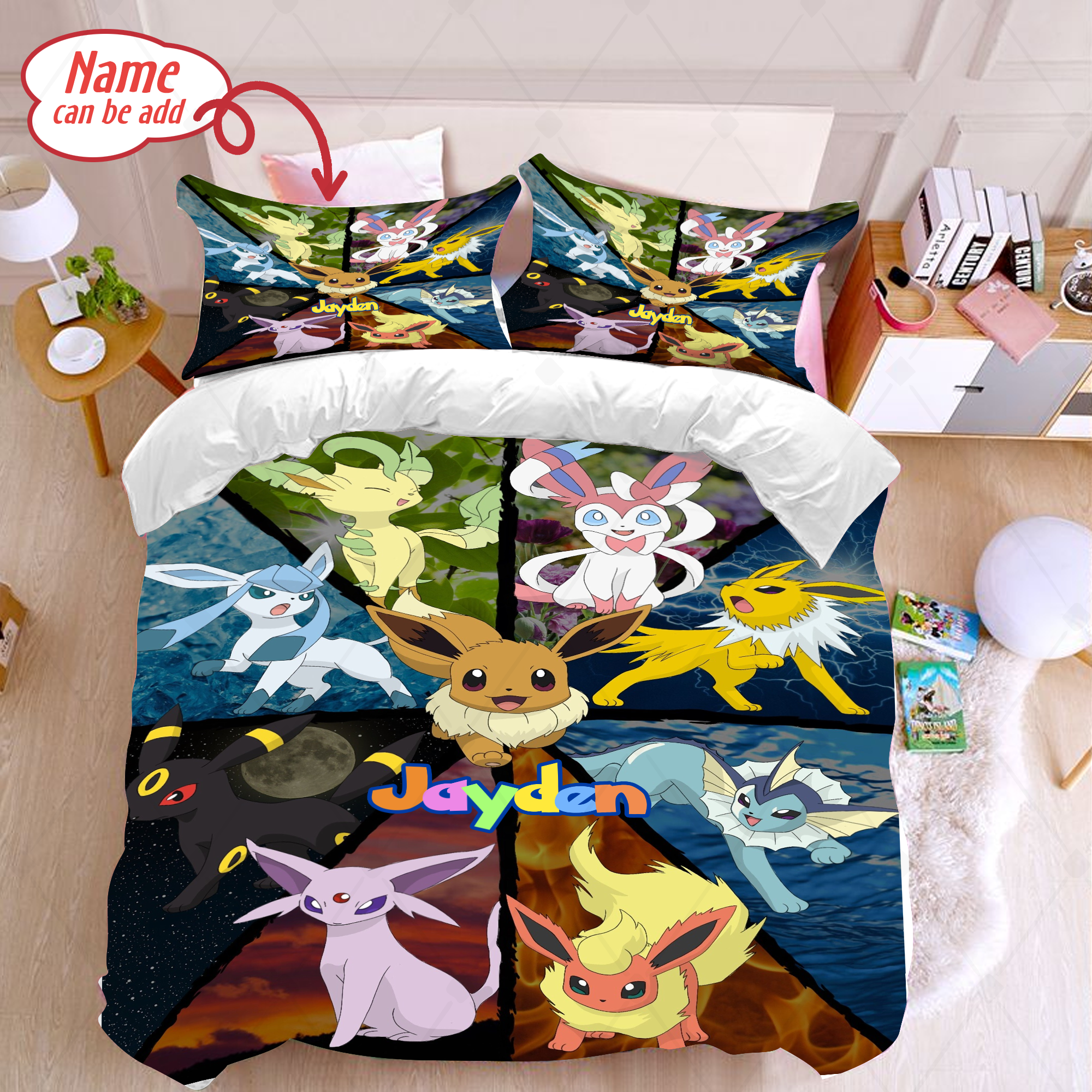 Personalized Eevee Pokemon Evolution Bedding Set Eevee Pokemon Duvet Cover And Pillowcase Eevee Pokemon Quilt